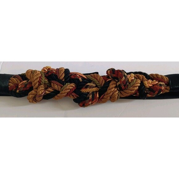 Carolyn Tanner Designs Inc Adjustable Belt Brown Gold Braided 80s Size S-L - Picture 4 of 8